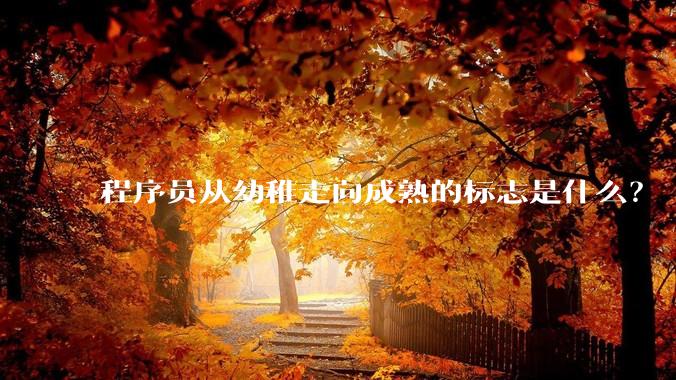 程序员从幼稚走向成熟的标志是什么？